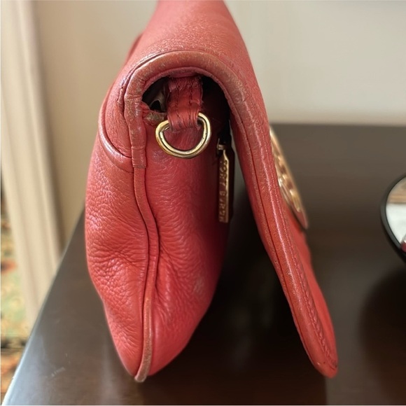 Tory Burch | Orange Amanda Leather Detachable Chain Crossbody Strap Clutch Bag - Picture 10 of 16